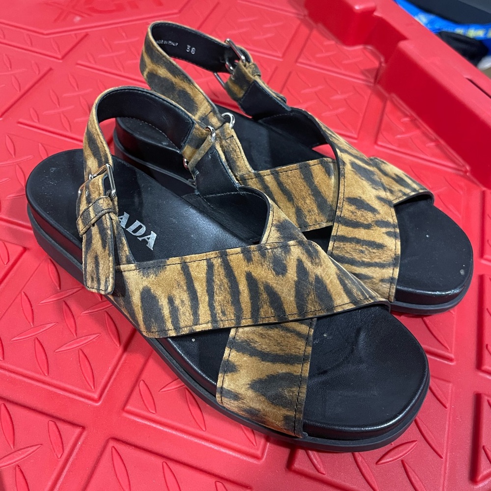 Prada | Calf hair leopard print sandals